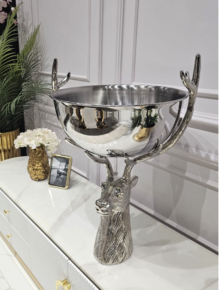 MISA, srebrna, w kształcie jelenia, duża, styl nowoczesny glamour, piękna