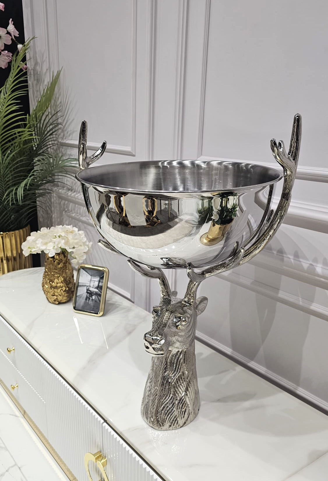 MISA, srebrna, w kształcie jelenia, duża, styl nowoczesny glamour, piękna MISA, srebrna, w kształcie jelenia, duża, styl nowoczesny glamour, piękna