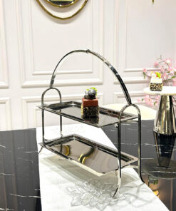 PATERA DWUPOZIOMOWA srebrna, metalowa, klasyczny design