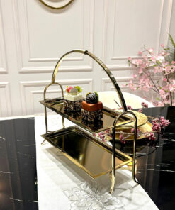 PATERA DWUPOZIOMOWA złota, metalowa, klasyczny styl