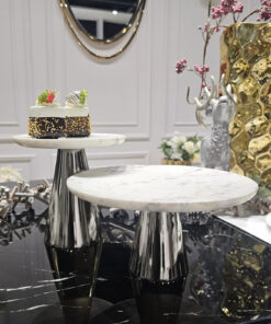 PATERA srebrna noga, marmurowa, biała taca, nowoczesny styl, piękna