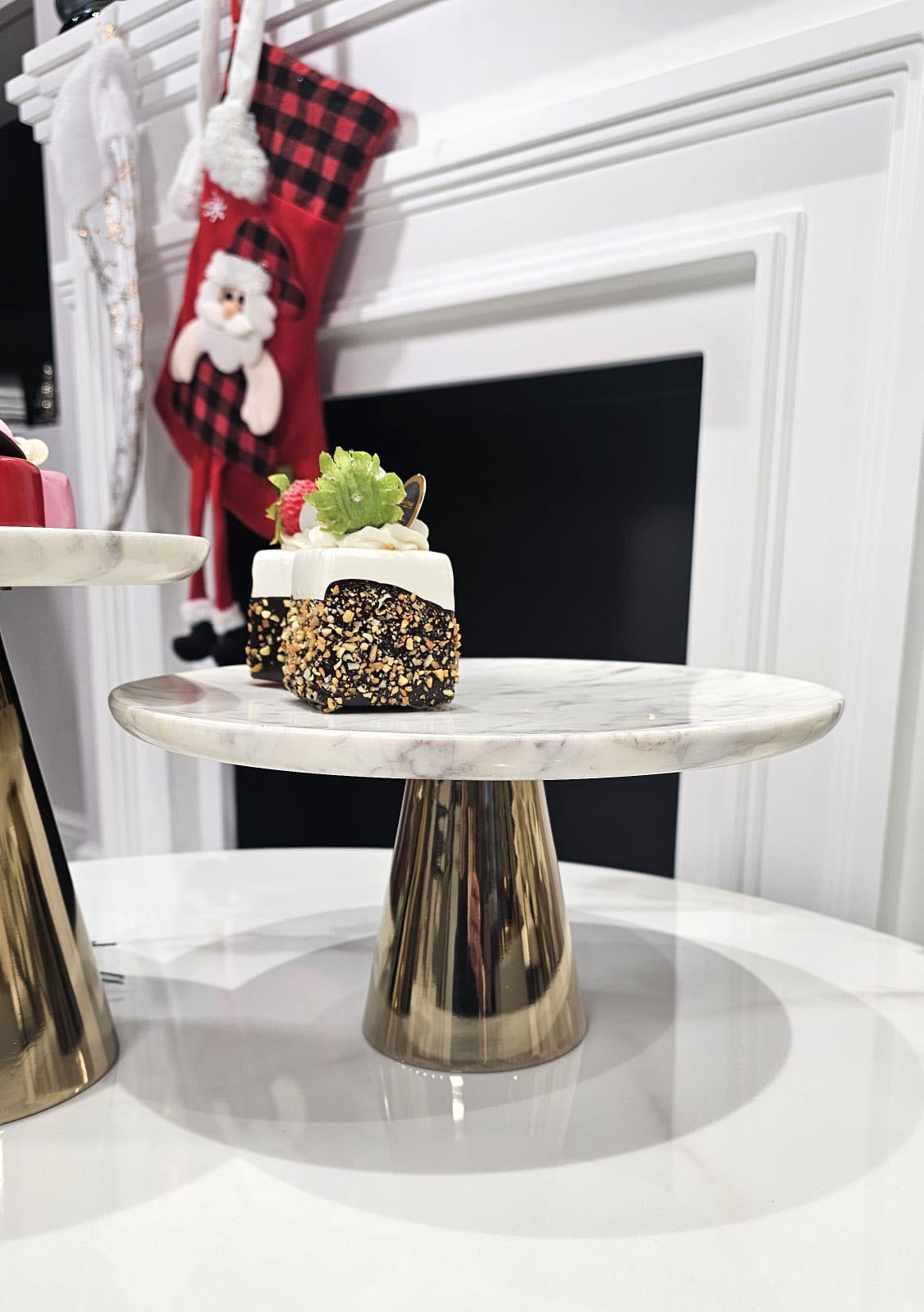 PATERA złota noga, marmurowa taca, nowoczesny styl