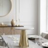 PATERA, złota wysoka noga, naturalny marmurowy poziom, nowoczesny design