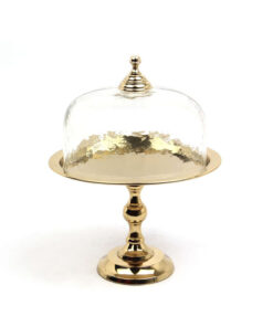 PATERA złota ze szklaną osłonką, na nóżce, klasyczna