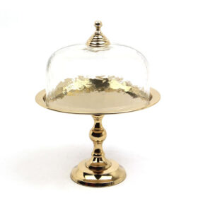 PATERA złota ze szklaną osłonką, na nóżce, klasyczna