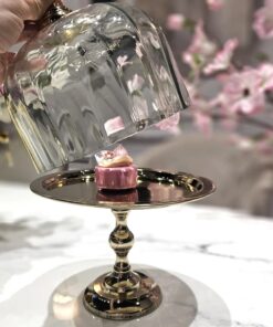 PATERA złota ze szklaną osłonką, na nóżce, klasyczna, piękna