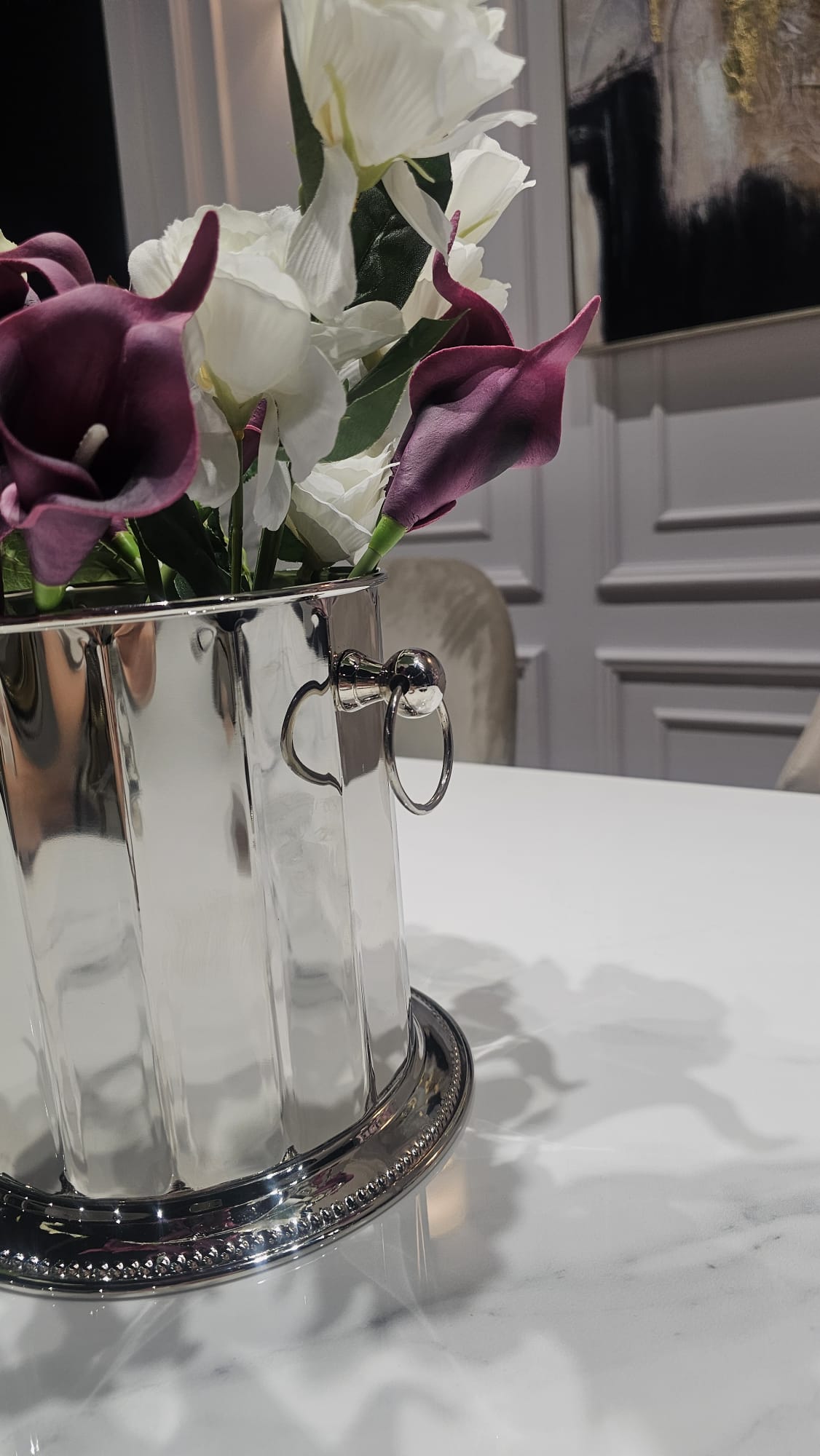 POJEMNIK NA LÓD, COOLER srebrny, metalowy, klasyczny styl, piękny POJEMNIK NA LÓD, COOLER srebrny, metalowy, klasyczny styl, piękny