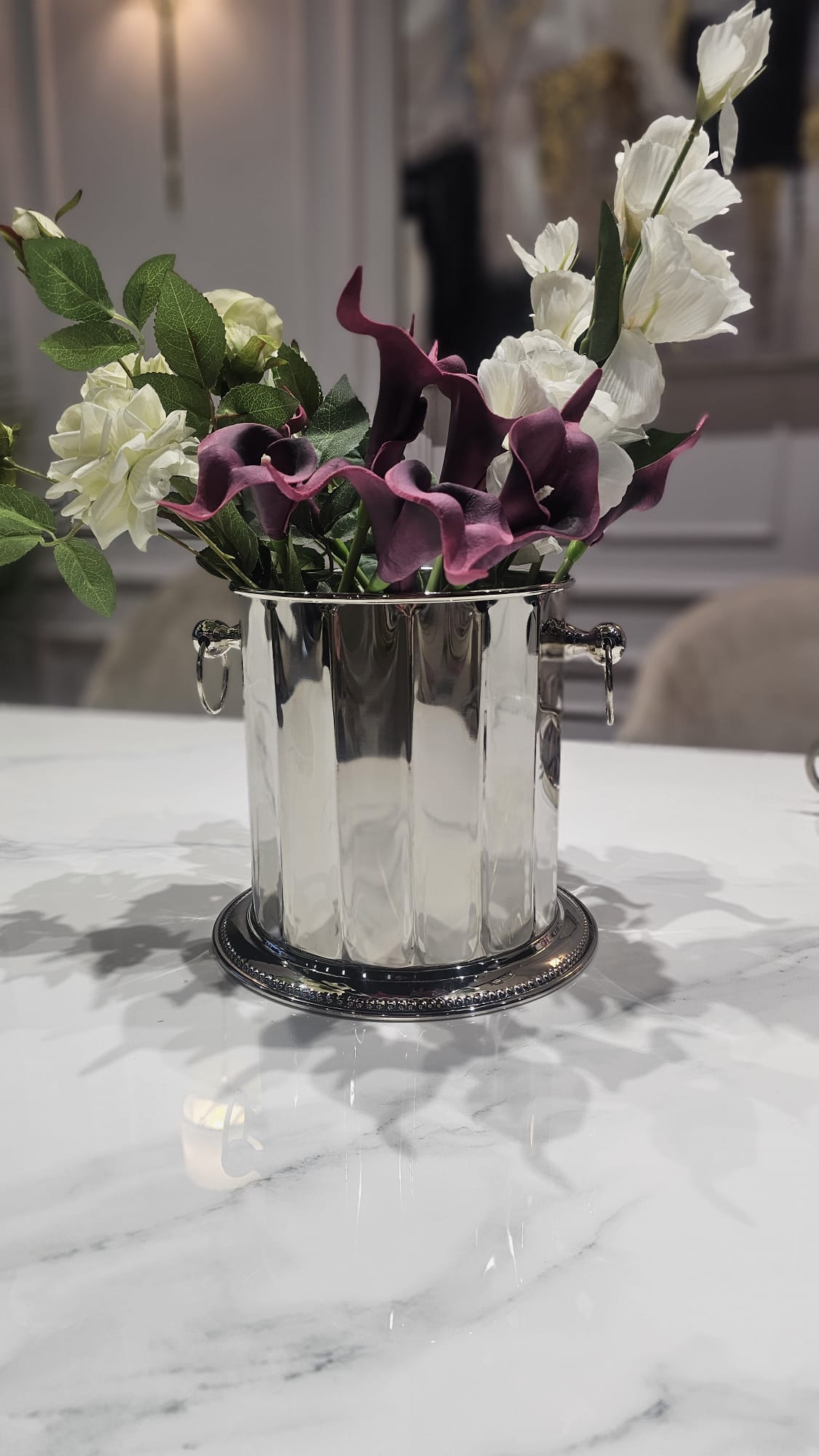 POJEMNIK NA LÓD, COOLER srebrny, metalowy, klasyczny styl POJEMNIK NA LÓD, COOLER srebrny, metalowy, klasyczny styl