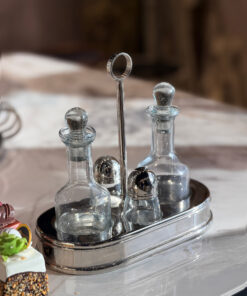 PRZYPRAWNIK z solniczką i pieprzniczką, zestaw pojemników na stół, srebrny, nowoczesny design