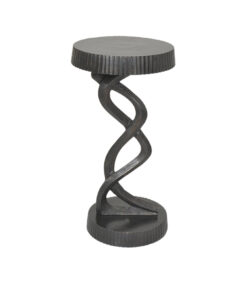 STOLIK POMOCNICZY, czarny, aluminiowy, ryflowane elementy, nieregularny kształt, designerska podstawa