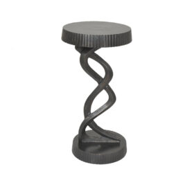 STOLIK POMOCNICZY, czarny, aluminiowy, ryflowane elementy, nieregularny kształt, designerska podstawa