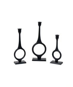 ŚWIECZNIK, czarny, geometryczna forma, metalowy, nowoczesny styl