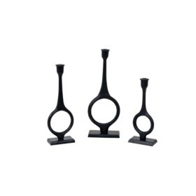 ŚWIECZNIK, czarny, geometryczna forma, metalowy, nowoczesny styl