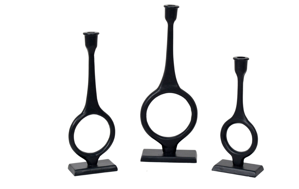 ŚWIECZNIK, czarny, geometryczna forma, metalowy, nowoczesny styl