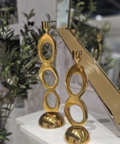 ŚWIECZNIK, złoty, nieregularny kształt, błyszczące wykończenie, nowoczesny styl, ekskluzyny