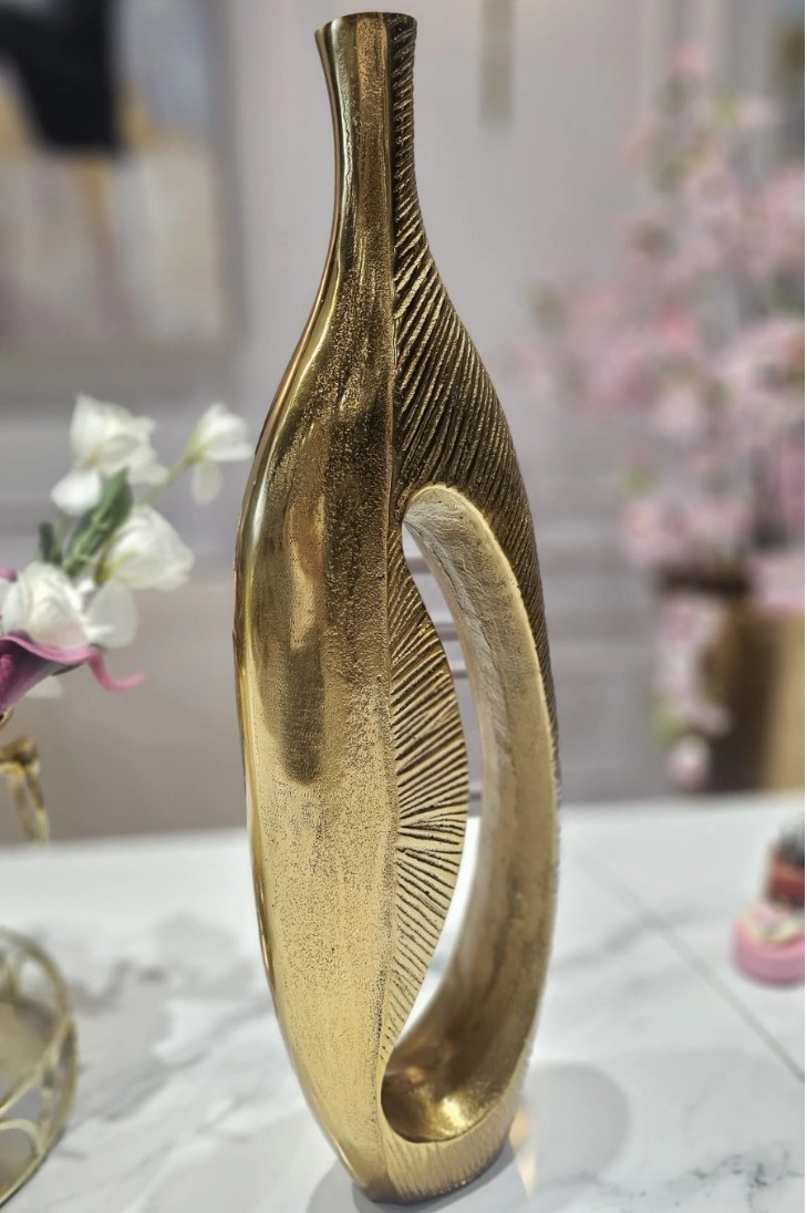 WAZON, złoty, aluminiowy, nieregularny kształt, styl nowoczesny glamour, ekskluzywna