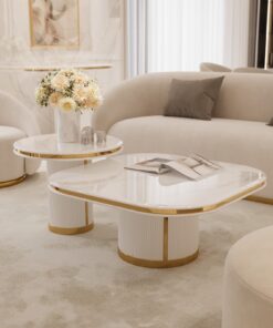 Zestaw stolików kawowych - złoty błyszczący