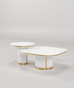 Zestaw stolików kawowych - złoty szczotkowany