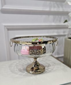 PATERA na złotej nóżce, szklana, styl glamour, najwyższa jakość