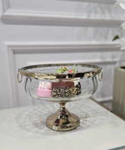 PATERA na złotej nóżce, szklana, styl glamour, najwyższa jakość