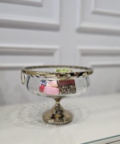 PATERA na złotej nóżce, szklana, styl glamour, premium