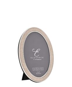 RAMKA NA ZDJĘCIE owalna, kremowa obwódka imitująca skórę, klasyczny styl, piękna