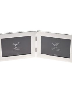 RAMKA NA ZDJĘCIE pozioma, podwójna, składana, prostokątny kształt, srebrna obwódka