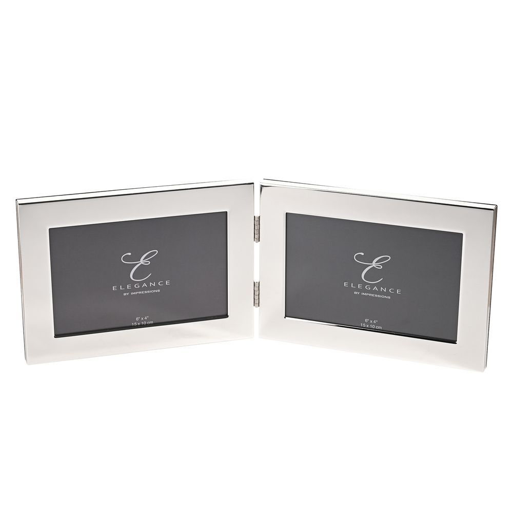 RAMKA NA ZDJĘCIE pozioma, podwójna, składana, prostokątny kształt, srebrna obwódka RAMKA NA ZDJĘCIE pozioma, podwójna, składana, prostokątny kształt, srebrna obwódka