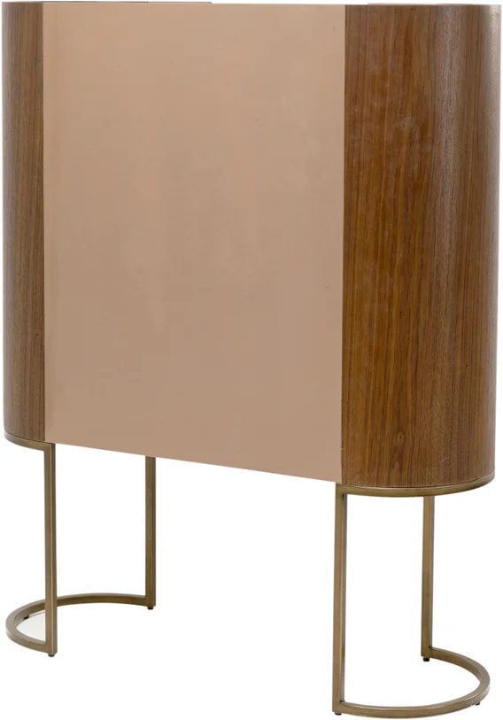 BAREK Giorgio o zaokrąglonych bokach, brązowy kolor, pojemne półki, szklany blat, nowoczesny styl, premium