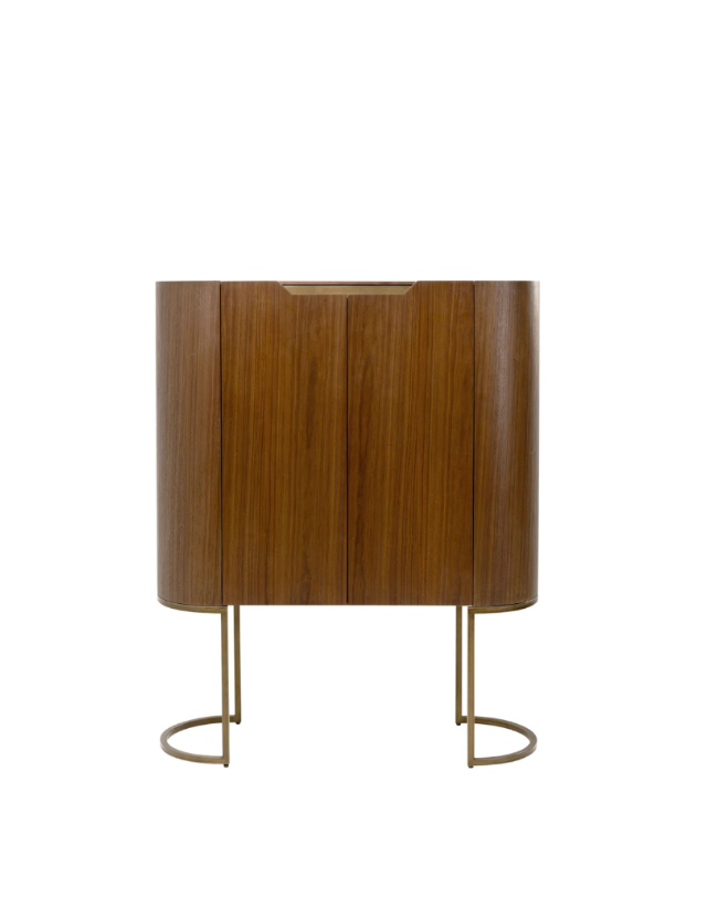 BAREK Giorgio o zaokrąglonych bokach, brązowy kolor, pojemne półki, szklany blat, nowoczesny styl