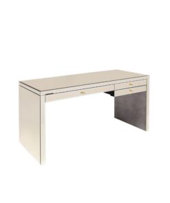 BIURKO Luxury Champagne prostokątne, pokryte szkłem w szampańskim kolorze, wyjątkowo ekskluzywne