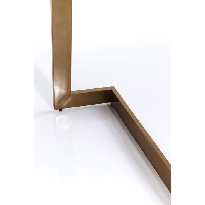 BIURKO Osaka prostokątne, kolor orzechowy, metalowe nogi i uchwyty w kolorze mosiądzu, nowoczesne