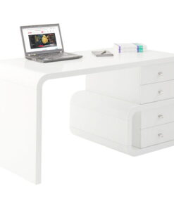 BIURKO Snake białe w formie węża, prostokątne, cztery szuflady, nowoczesny styl, piękne