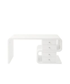 BIURKO Snake białe w formie węża, prostokątne, cztery szuflady, nowoczesny styl