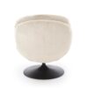 FOTEL OBROTOWY Shell na czarnej okrągłej podstawie, kremowa tapicerka, obłe kształty, nowoczesny styl, premium