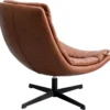 FOTEL OBROTOWY tapicerowany brązową ekoskórą, piękne poziome przeszycia, czarne stalowe nogi, premium FOTEL OBROTOWY tapicerowany brązową ekoskórą, piękne poziome przeszycia, czarne stalowe nogi, premium