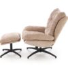 FOTEL Pesto z podnóżkiem, obrotowy z funkcją kołyski, czarne nogi, beżowa tapicerka, wygodny, nowoczesny styl FOTEL Pesto z podnóżkiem, obrotowy z funkcją kołyski, czarne nogi, beżowa tapicerka, wygodny, nowoczesny styl