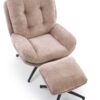 FOTEL Pesto z podnóżkiem, obrotowy z funkcją kołyski, czarne nogi, beżowa tapicerka, wygodny, nowoczesny styl, premium FOTEL Pesto z podnóżkiem, obrotowy z funkcją kołyski, czarne nogi, beżowa tapicerka, wygodny, nowoczesny styl, premium