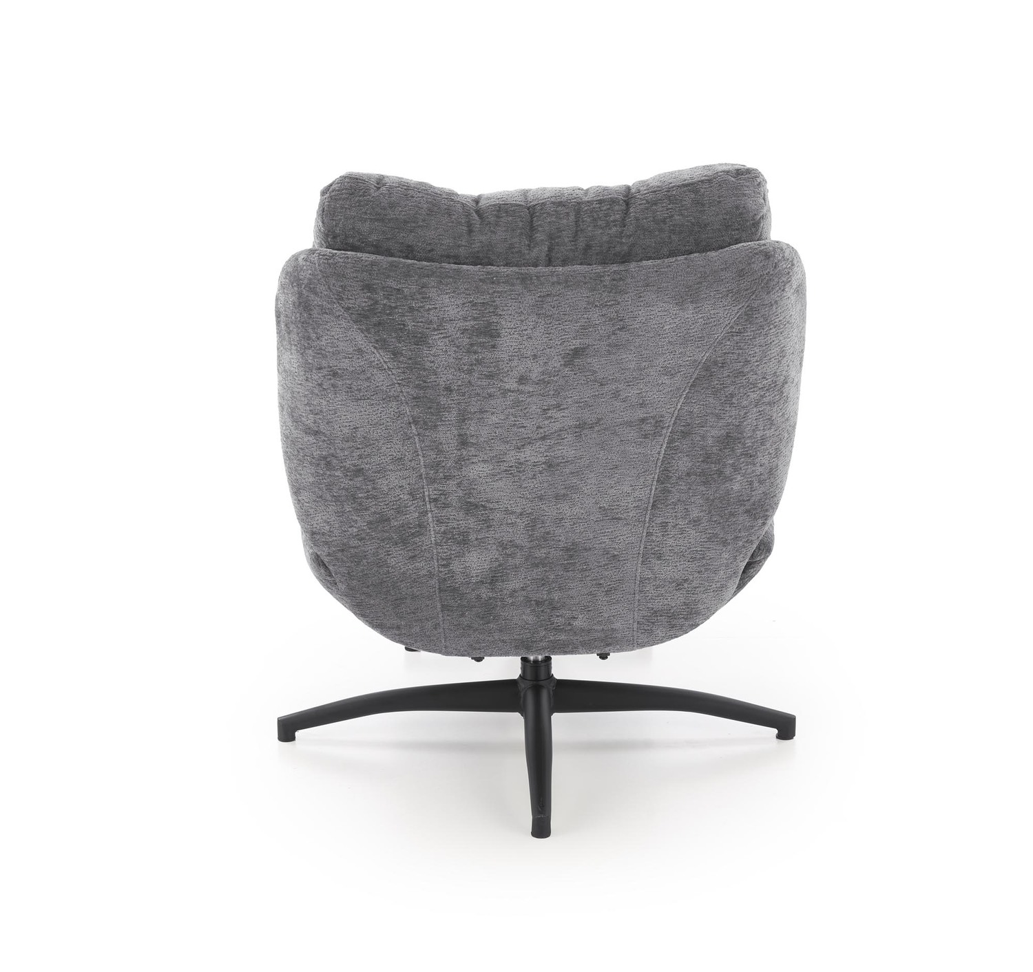 FOTEL Pesto z podnóżkiem, obrotowy z funkcją kołyski, czarne nogi, popielata tapicerka, wygodny, nowoczesny styl, designerski