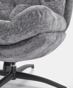 FOTEL Pesto z podnóżkiem, obrotowy z funkcją kołyski, czarne nogi, popielata tapicerka, wygodny, nowoczesny styl, piękny