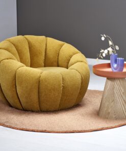 FOTEL WYPOCZYNKOWY Gaspar 2 musztardowy, kształt muszli, obłe kształty, nowoczesny styl, do salonu