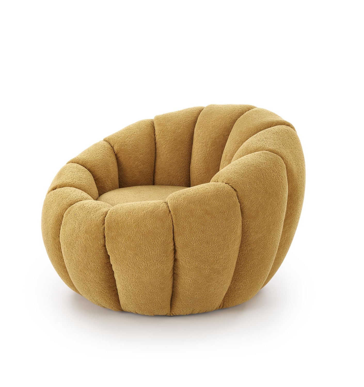 FOTEL WYPOCZYNKOWY Gaspar 2 musztardowy, kształt muszli, obłe kształty, nowoczesny styl, ekskluzywny