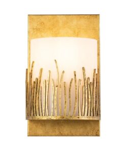 KINKIET Sawgrass z 1 źródłem światła, wykończony w luksusowym, płatkowanym złocie, mleczny klosz, klasyczna forma