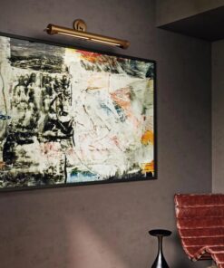 KINKIET Wynwood duża obrazówka, oprawa w kolorze vintage mosiądzu, opalowe szkło, loftowy styl, piękna