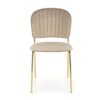 KRZESŁO na złotych, metalowych nogach, beżowa tapicerka, pionowe przeszycia na oparciu, nowoczesny styl, ekskluzywne KRZESŁO na złotych, metalowych nogach, beżowa tapicerka, pionowe przeszycia na oparciu, nowoczesny styl, ekskluzywne