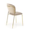 KRZESŁO na złotych, metalowych nogach, beżowa tapicerka, pionowe przeszycia na oparciu, nowoczesny styl, piękne KRZESŁO na złotych, metalowych nogach, beżowa tapicerka, pionowe przeszycia na oparciu, nowoczesny styl, piękne