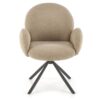KRZESŁO obrotowe z podłokietnikami na czarnych, metalowych nogach, przyjemna tapicerka, obłe kształty, designerski styl, cappucino, ekskluzywne KRZESŁO obrotowe z podłokietnikami na czarnych, metalowych nogach, przyjemna tapicerka, obłe kształty, designerski styl, cappucino, ekskluzywne