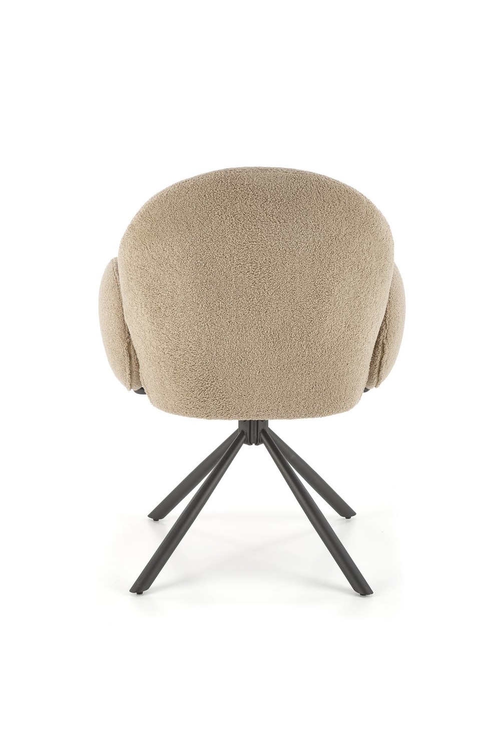 KRZESŁO obrotowe z podłokietnikami na czarnych, metalowych nogach, przyjemna tapicerka, obłe kształty, designerski styl, cappucino, premium KRZESŁO obrotowe z podłokietnikami na czarnych, metalowych nogach, przyjemna tapicerka, obłe kształty, designerski styl, cappucino, premium