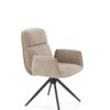 KRZESŁO obrotowe z podłokietnikami na czarnych, metalowych nogach, welurowa tapicerka, nowoczesny styl, beżowe