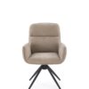 KRZESŁO obrotowe z podłokietnikami na czarnych, metalowych nogach, welurowa tapicerka, nowoczesny styl, beżowe, ekskluzywne